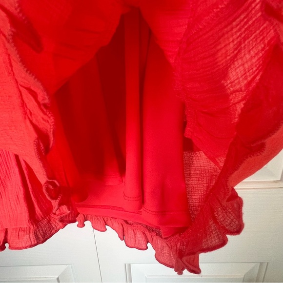 City Vibes Coral Tiered Ruffle Dress Size Small NWT - Picture 9 of 10